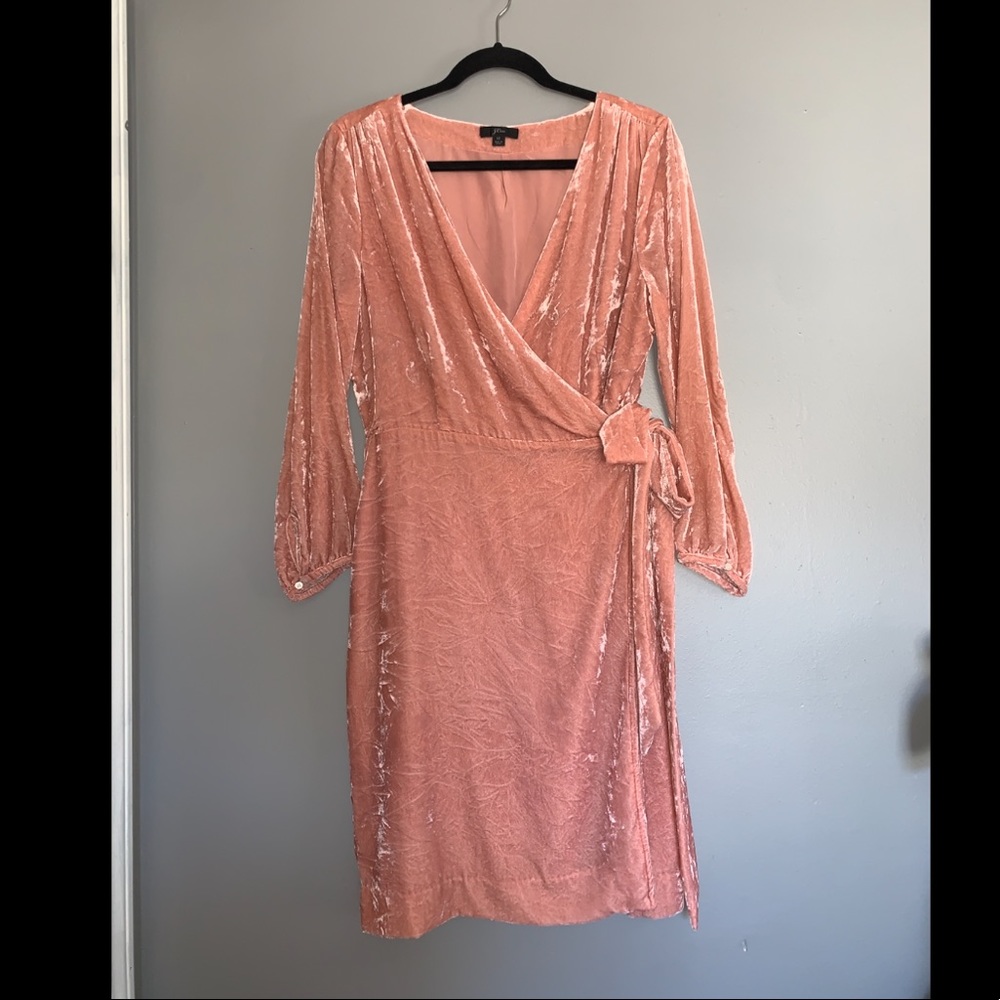 J. Crew Blush Pink Velvet-like Wrap Dress sz. 12